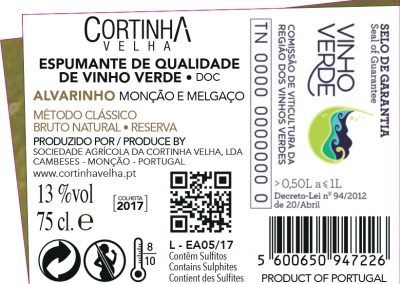 Espumante Bruto Natural Reserva Cortinha Velha 2017